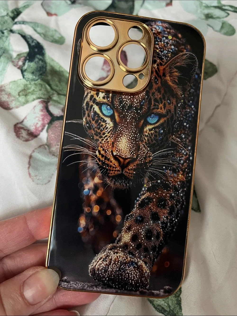 Case for IPhone 16 Pro Leopard Goldtone Tempered Glass
